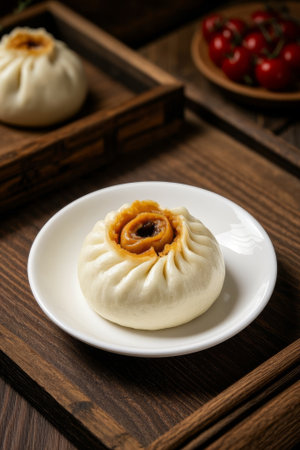 Close up of Chinese pastry bunsの素材