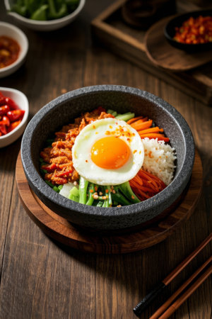 Close up of bibimbap foodの素材