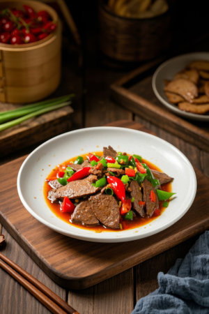 Close up of stir fried pork liver dishの素材