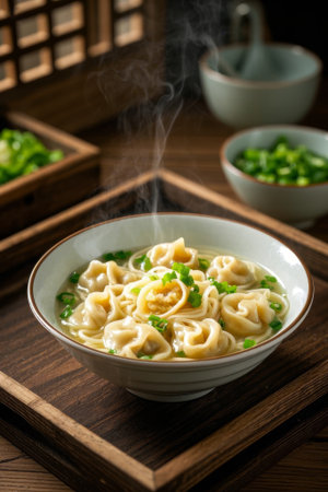 Chinese bowl wonton food ingredientsの素材