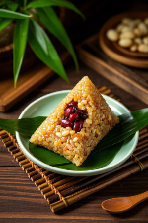 Grain and grain rice dumplings on rice dumpling leavesの素材