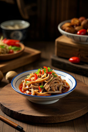 Chinese cold dish with shredded pork bellyの素材