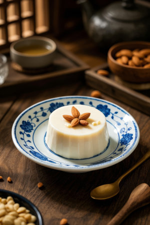 Chinese dessert almond pudding stagedの素材