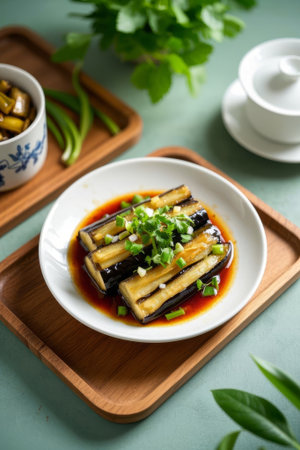 Chinese dish steamed eggplant posedの素材