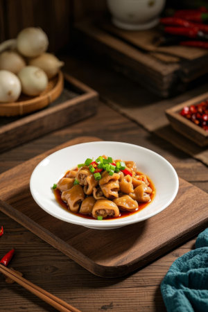 Cold pork sausage delicacy on a wooden plateの素材