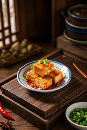 Close up of traditional Chinese tofu delicaciesの素材