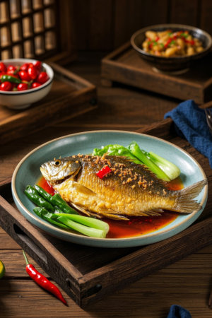 Braised fish food ingredients for Chinese tablesの素材