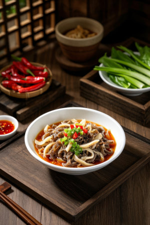 Delicious dishes on a Chinese tableの素材