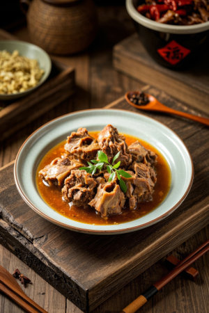 Close up of Chinese braised pork ribsの素材
