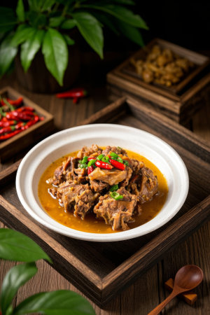Close up of the Chinese dish braised duckの素材