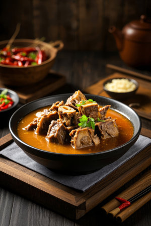 Braised Lamb and Scorpion Food Ingredients in a Bowlの素材