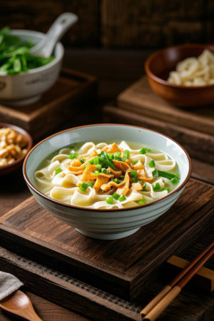 Close up of Chinese bowl noodlesの素材