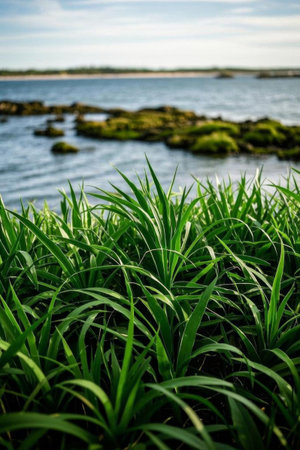 Seaside greenery and sea viewsの素材