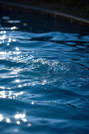 Pool blue water waves and splash screenの素材