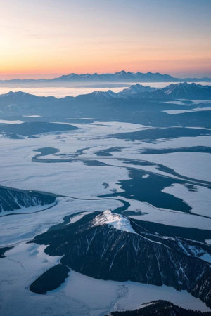 Panoramic view of natural scenery of Snow Mountain Riverの素材