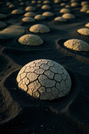 The landform of cracked mounds in the desertの素材