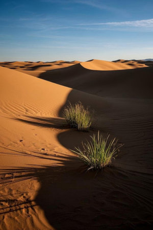 Desert dunes and vegetation landscapeの素材