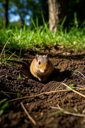 Small rodents emerging from forestsの素材