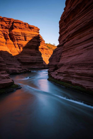 Clear streams flowing through the canyonsの素材
