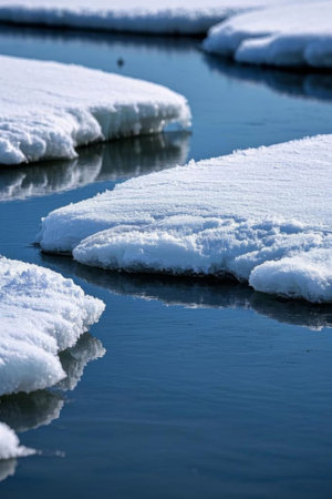 Ice floating on the waterの素材