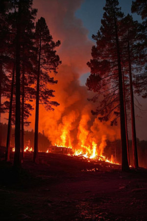 Forest wildfires burningの素材