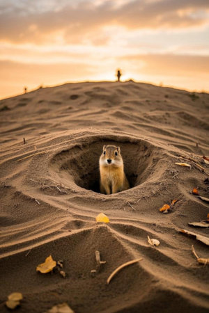 Rodents in a cave in the desertの素材