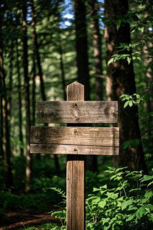 Wooden signboards in the forestの素材