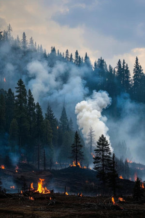 Forest fire sceneの素材