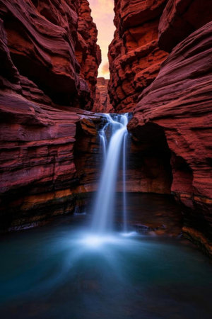 Waterfalls in the canyons natural sceneryの素材