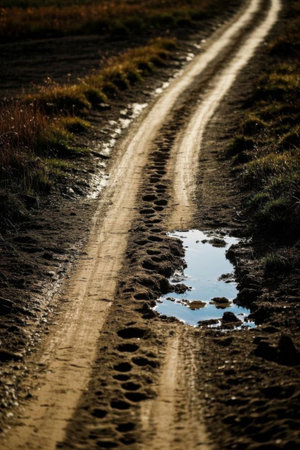 Outdoor muddy paths and waterlogged landscapesの素材
