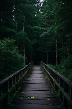 Wood walkway scene in the forestの素材