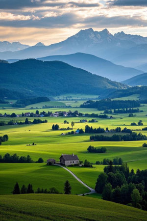 Rural scenery in the green mountainsの素材