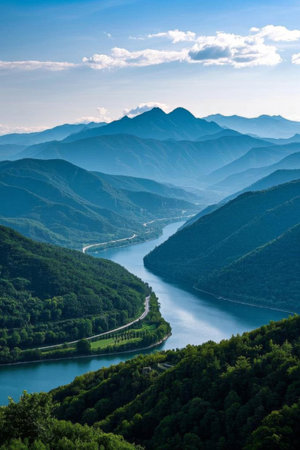 Mountain rivers and winding roadsの素材