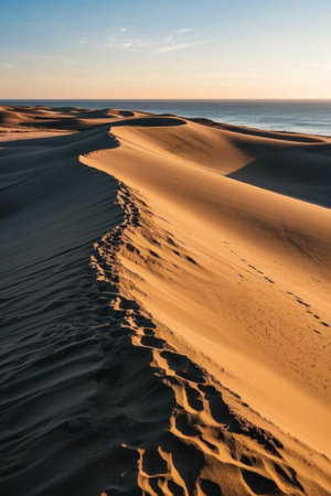 Desert dune footprint landscape by the seaの素材