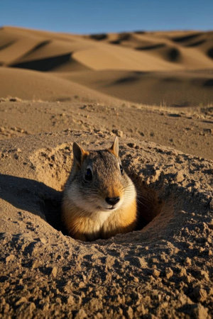 Rodents outcropping in the desertの素材