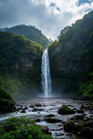 Mountain Waterfall Natural Landscapeの素材
