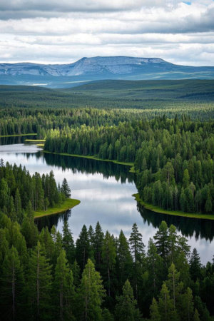 Forest Lake Mountains Natural Panoramaの素材
