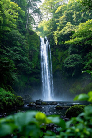Waterfall natural landscape in forestの素材