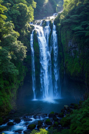 Magnificent waterfall landscape in the forestの素材