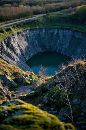 Natural pool landscape in an abandoned quarryの素材