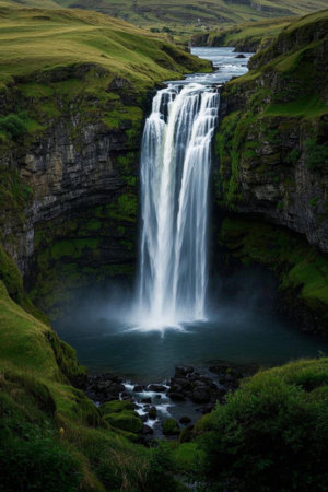 Iceland's natural scenery and waterfall landscapeの素材