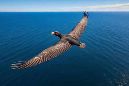 Large birds flying over the seaの素材