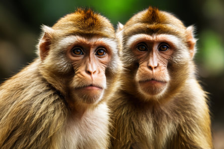 Close up of two monkeysの素材