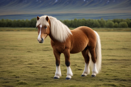 Brown horses standing on the prairieの素材