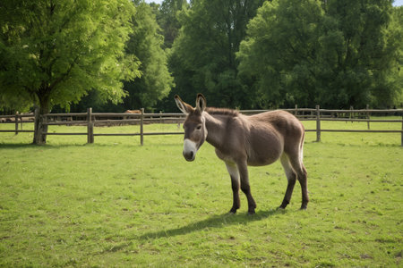 Donkey standing on the grassの素材