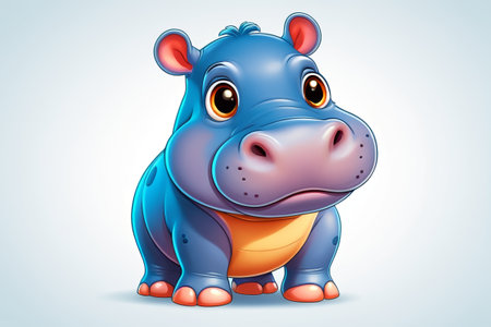 Cute cartoon hippo imageの素材