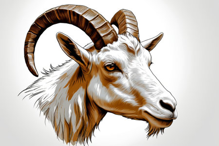 Close up illustration of goat headの素材
