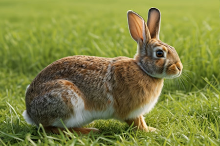 Close up of a rabbit in the grassの素材