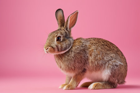 Seated bunny on pink backgroundの素材