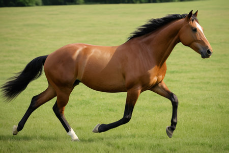 Horses running on the grasslandの素材